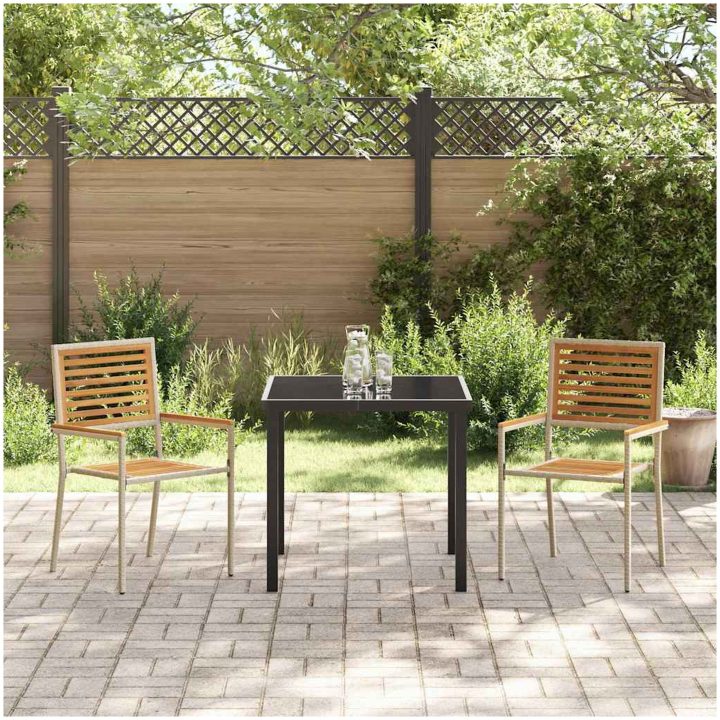 Stapelbara Trädgårdsstolar - Set om 2 i Beige Poly Rattan. vidaXL 54 x 56 x 90 cm – bild 3