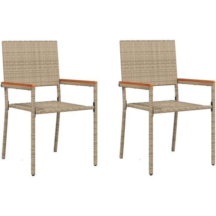 Stapelbara Trädgårdstolar - 2-pack i Beige Poly Rattan vidaXL 54 x 56 x 90 cm – bild 2