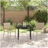 Stapelbara Trädgårdstolar - 2-pack i Beige Poly Rattan vidaXL 54 x 56 x 90 cm – miniatyr 3