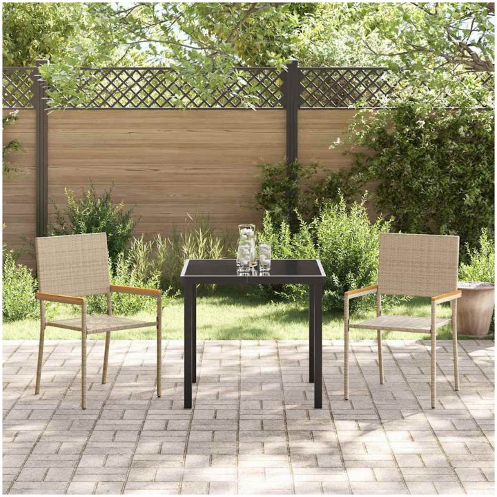Stapelbara Trädgårdstolar - 2-pack i Beige Poly Rattan vidaXL 54 x 56 x 90 cm – bild 3