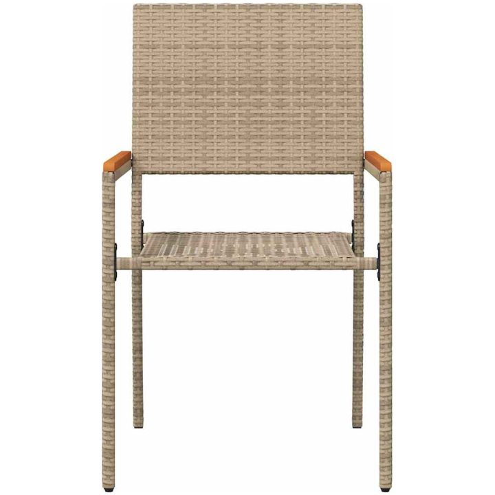 Stapelbara Trädgårdstolar - 2-pack i Beige Poly Rattan vidaXL 54 x 56 x 90 cm – bild 5