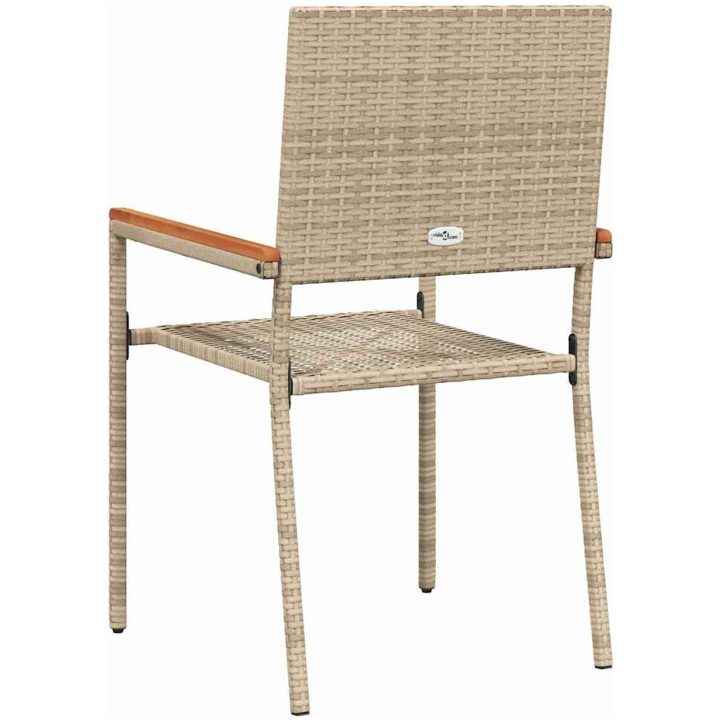 Stapelbara Trädgårdstolar - 2-pack i Beige Poly Rattan vidaXL 54 x 56 x 90 cm – bild 7