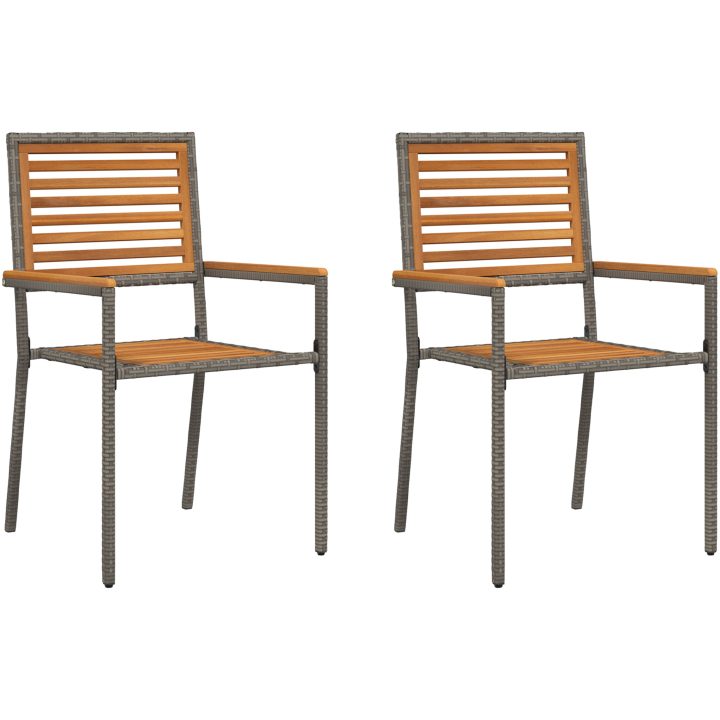 Stapelbara Trädgårdstolar - 2 st i Grå Poly Rattan vidaXL 54 x 56 x 90 cm – bild 2