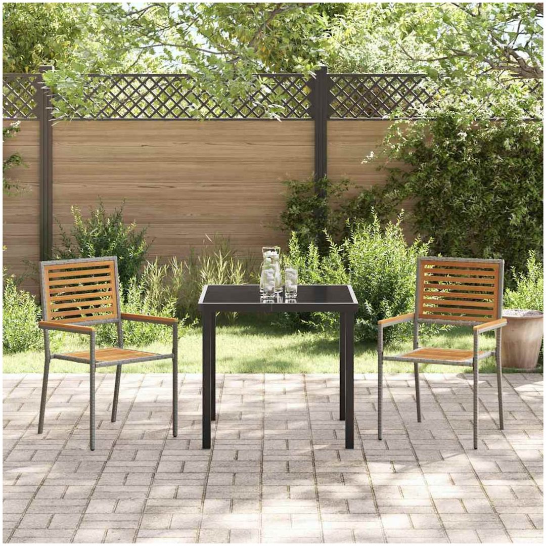 Stapelbara Trädgårdstolar - 2 st i Grå Poly Rattan vidaXL 54 x 56 x 90 cm – bild 3
