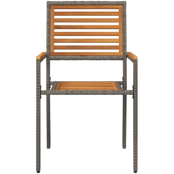 Stapelbara Trädgårdstolar - 2 st i Grå Poly Rattan vidaXL 54 x 56 x 90 cm – bild 5