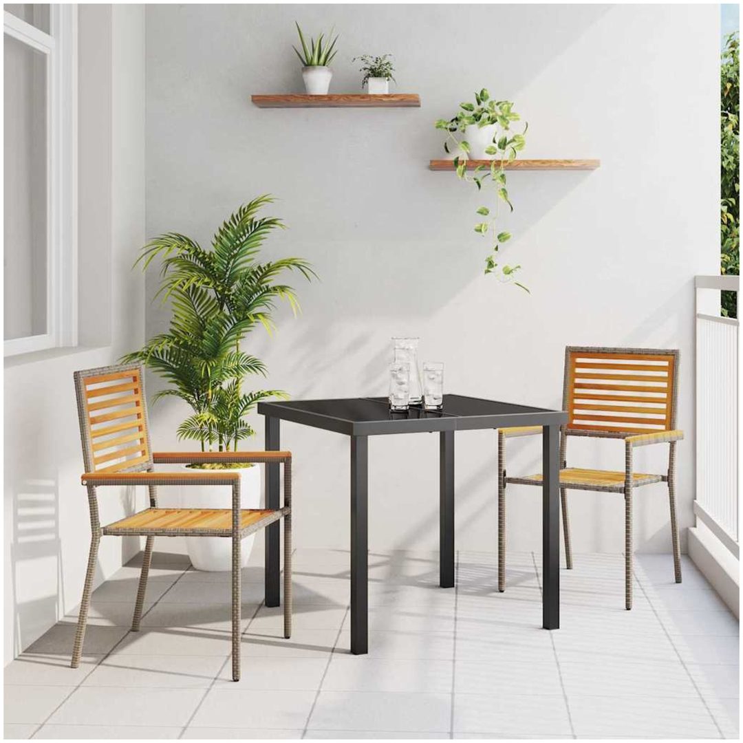 Stapelbara Trädgårdstolar - 2 st i Grå Poly Rattan vidaXL 54 x 56 x 90 cm