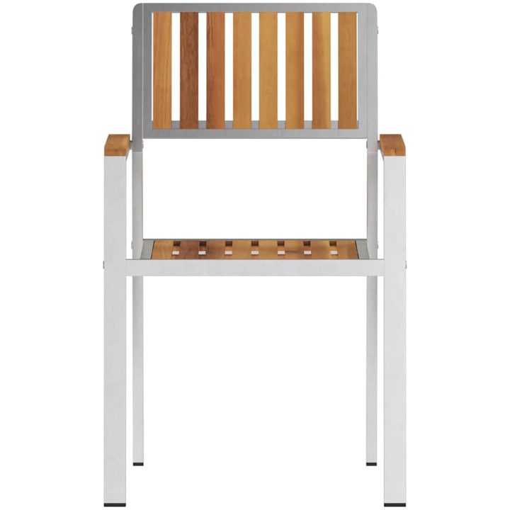 Stapelbara Trädgårdstolar 2 st Massivt Akacia & Rostfritt Stål vidaXL 56 x 54.5 x 87 cm – bild 5