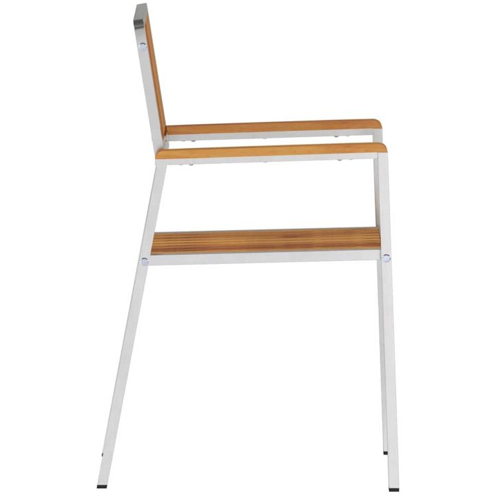 Stapelbara Trädgårdstolar 2 st Massivt Akacia & Rostfritt Stål vidaXL 56 x 54.5 x 87 cm – bild 6