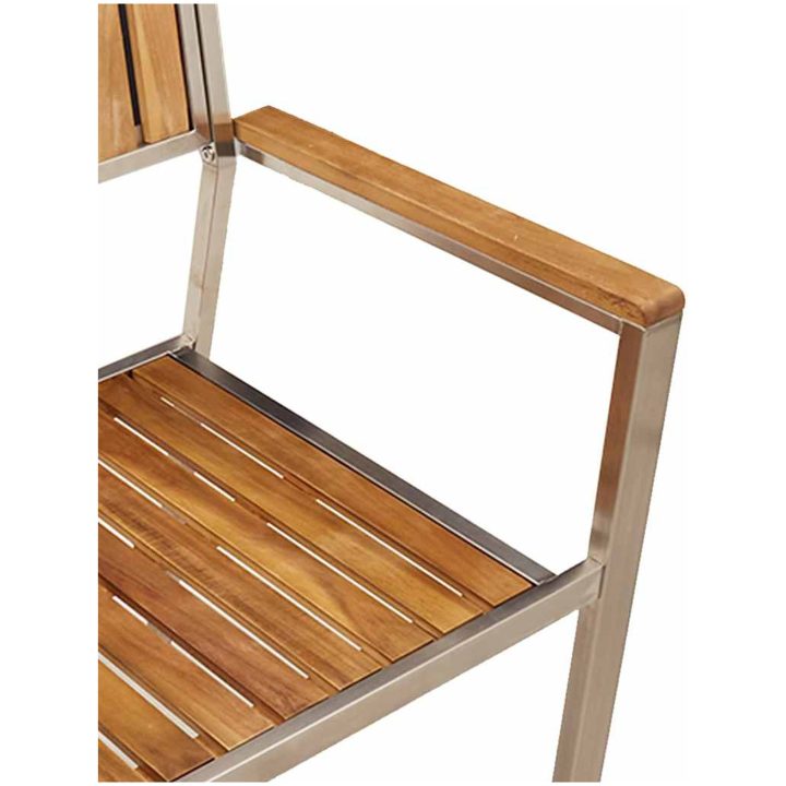 Stapelbara Trädgårdstolar 2 st Massivt Akacia & Rostfritt Stål vidaXL 56 x 54.5 x 87 cm – bild 8