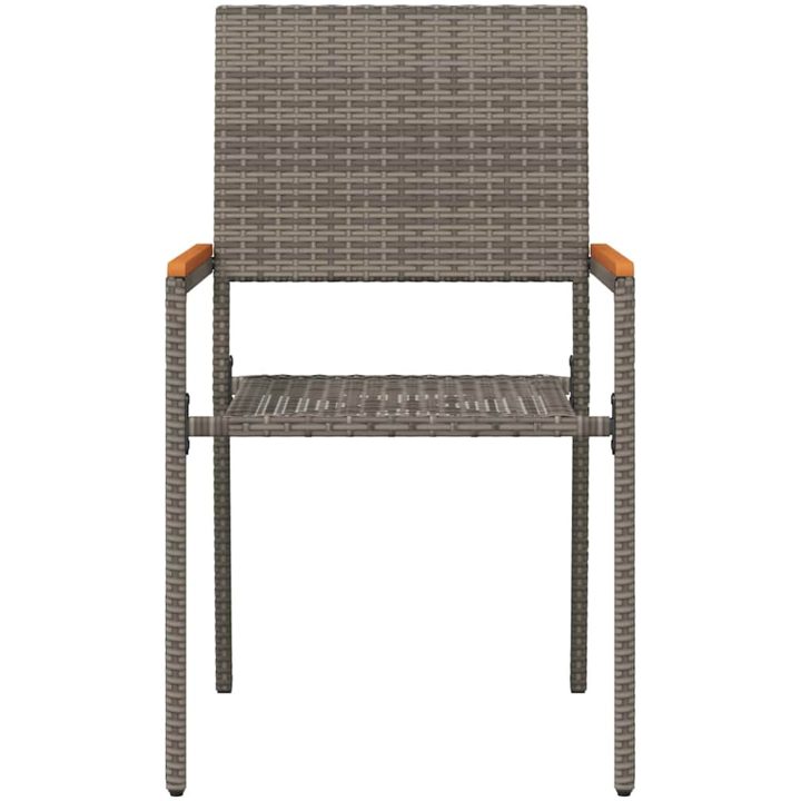 Stapelbara Trädgårdstolar, set om 2 i grå polyrotting. vidaXL 54 x 56 x 90 cm – bild 5