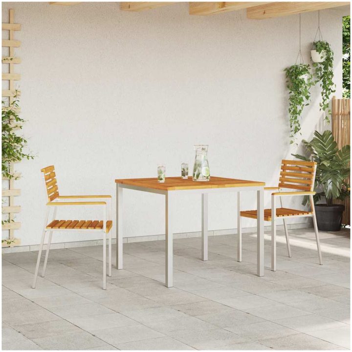 Stapelbara Utemöbler 2 st Massivt Akaciaträ & Rostfritt Stål vidaXL 56 x 54.5 x 87 cm – bild 3