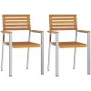 Stapelbara Utemöbler 2 st Massivt Akaciaträ & Rostfritt Stål vidaXL 56 x 54.5 x 87 cm – miniatyr 4