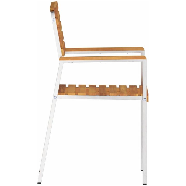 Stapelbara Utemöbler 2 st Massivt Akaciaträ & Rostfritt Stål vidaXL 56 x 54.5 x 87 cm – bild 6