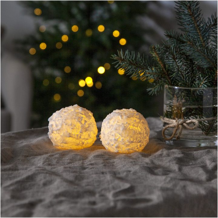 Star Trading LED Blockljus 2-pack Snowball Vit – bild 4
