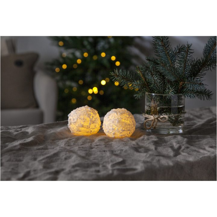 Star Trading LED Blockljus 2-pack Snowball Vit – bild 2