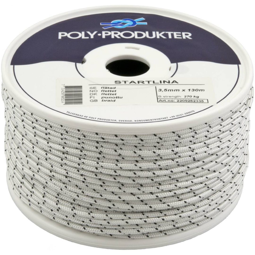 Startsnoere Flätad Polyester Vit POLY STARTLINA POLYESTER 5,0MM SPOL