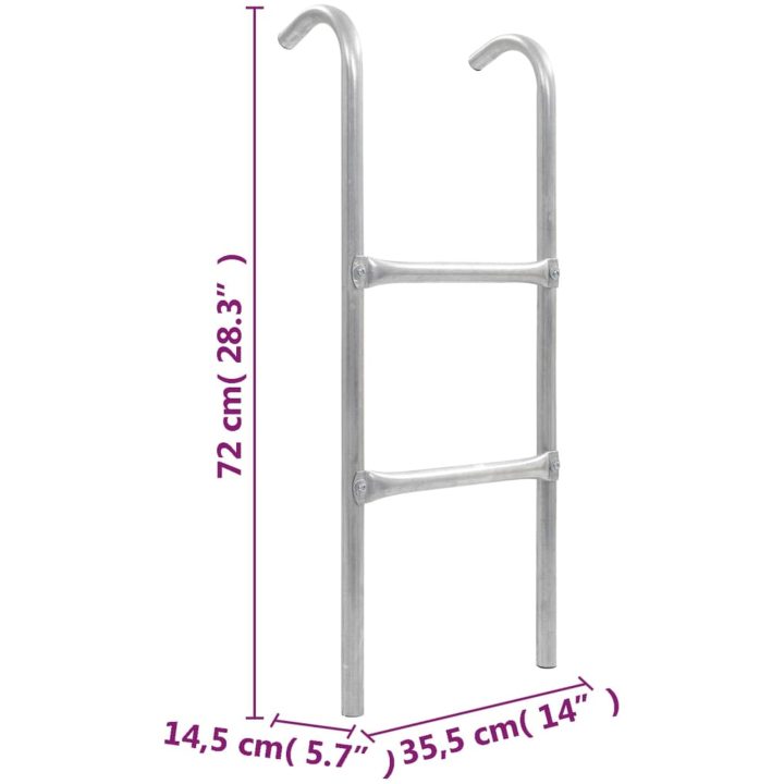 Stege till studsmatta 2 steg stål silver vidaXL 72 cm – bild 5