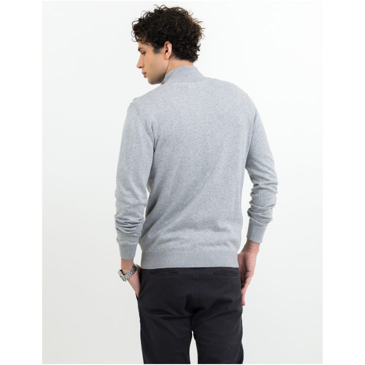 Stickad tröja Ashland Halfzip Gråmelerad James Harvest – bild 3