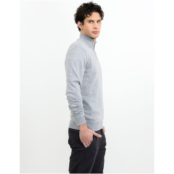 Stickad tröja Ashland Halfzip Gråmelerad James Harvest – bild 4