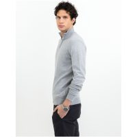 Stickad tröja Ashland Halfzip Gråmelerad James Harvest