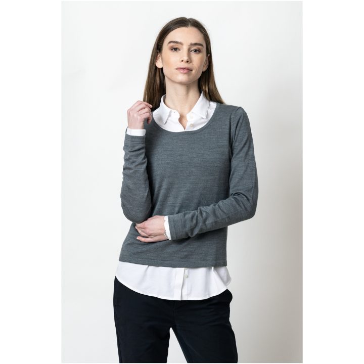 Stickad tröja Dam Merino U Mörkgrå melerad J.Harvest & Frost XS – bild 6