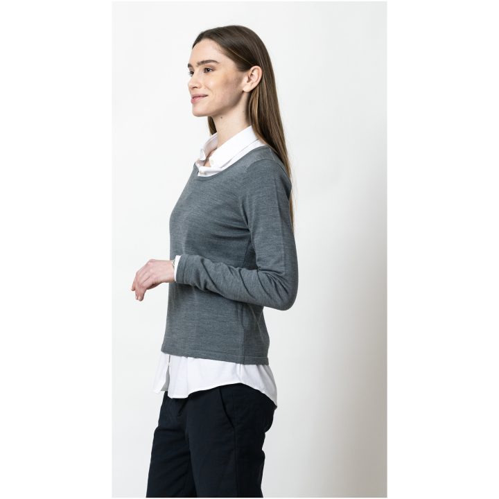 Stickad tröja Dam Merino U Mörkgrå melerad J.Harvest & Frost XS – bild 7