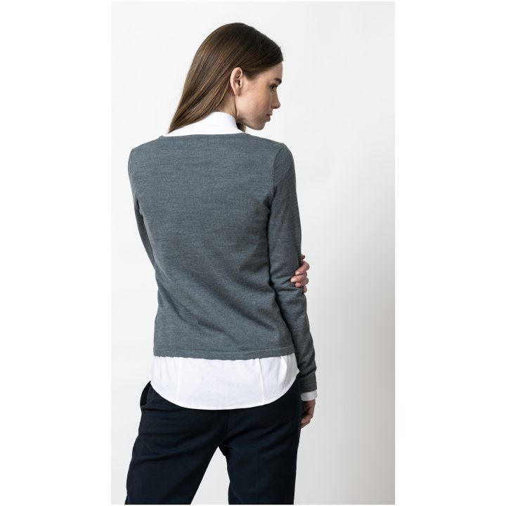 Stickad tröja Dam Merino U Mörkgrå melerad J.Harvest & Frost XS – bild 8
