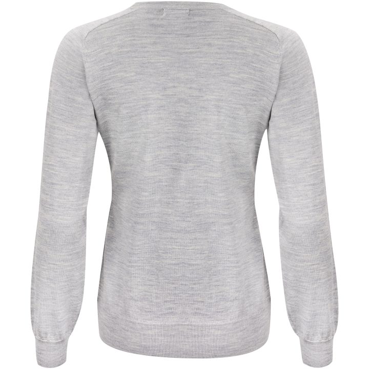 Stickad tröja Dam Merino V Ljusgrå melerad J.Harvest & Frost XS – bild 4
