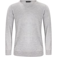 Stickad tröja Merino V Ljusgrå melerad J.Harvest & Frost