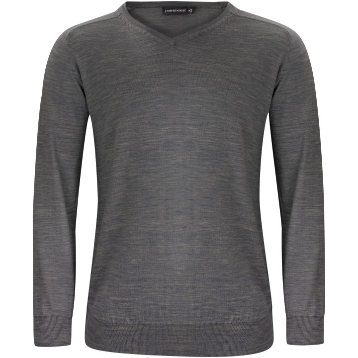 Stickad tröja Merino V Mörkgrå melerad J.Harvest & Frost s – bild 2