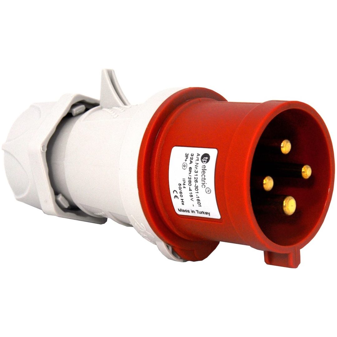 Stickpropp, 32A, 3P+J, 6h, 400V, IP44 MALMBERGS