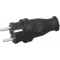 Stickpropp, Rak, Med jord, Svart, 16A, 250V, IP44 MALMBERGS