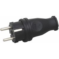 Stickpropp, Rak, Med jord, Svart, 16A, 250V, IP44 MALMBERGS