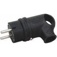 Stickpropp, Vinklad, Med jord, Svart, 16A, 250V, IP44 MALMBERGS