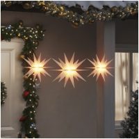 Stjärnor med LED-belysning 3 st vikbar vit vidaXL