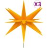 Stjärnor med spett LED 3 st vikbar gul 35 cm vidaXL – miniatyr 2