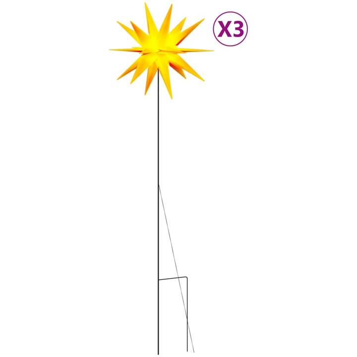 Stjärnor med spett LED 3 st vikbar gul 57 cm vidaXL – bild 2