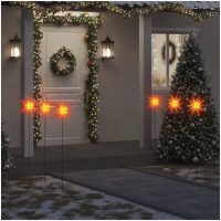 Stjärnor med spett LED 3 st vikbar röd 35 cm vidaXL