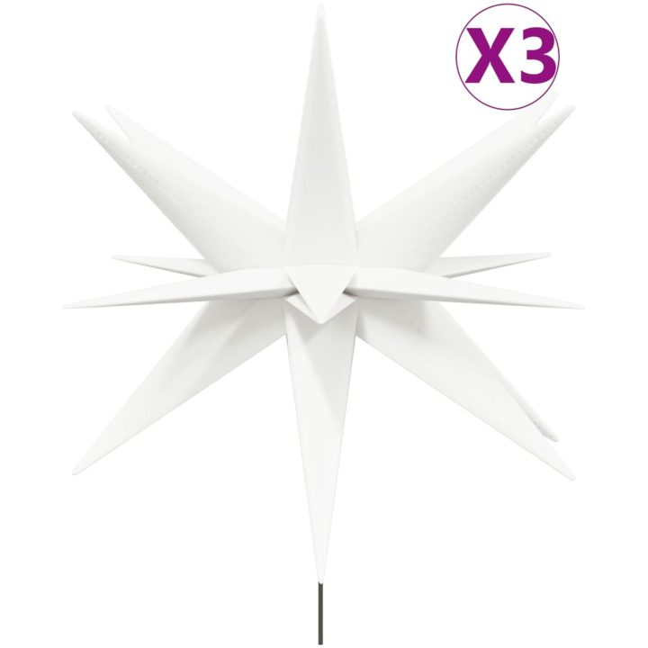 Stjärnor med spett LED 3 st vikbar vit 35 cm vidaXL – bild 2
