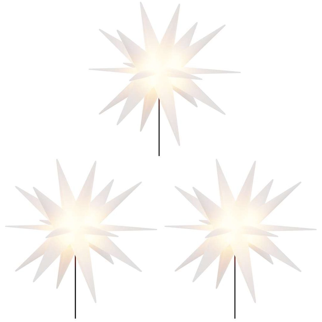 Stjärnor med spett LED 3 st vikbar vit 57 cm vidaXL – bild 3
