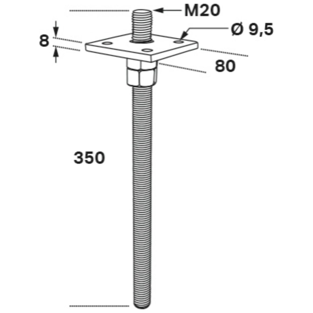 Stolphållare Cssp M20x350 Ce FASTCC Beteckning: CSSP – bild 3