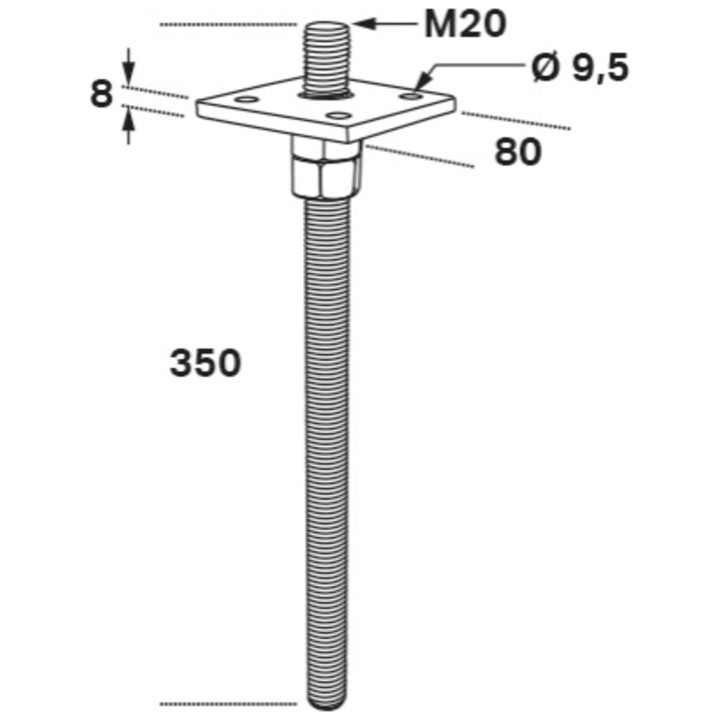 Stolphållare Cssp M20x350 Ce FASTCC Beteckning: CSSP – bild 3