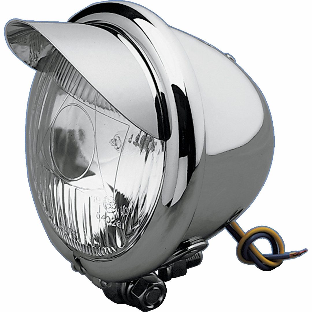 Strålkastare 4-1/2" Med Visir Klar/Krom DRAG SPECIALTIES 4 1/2"