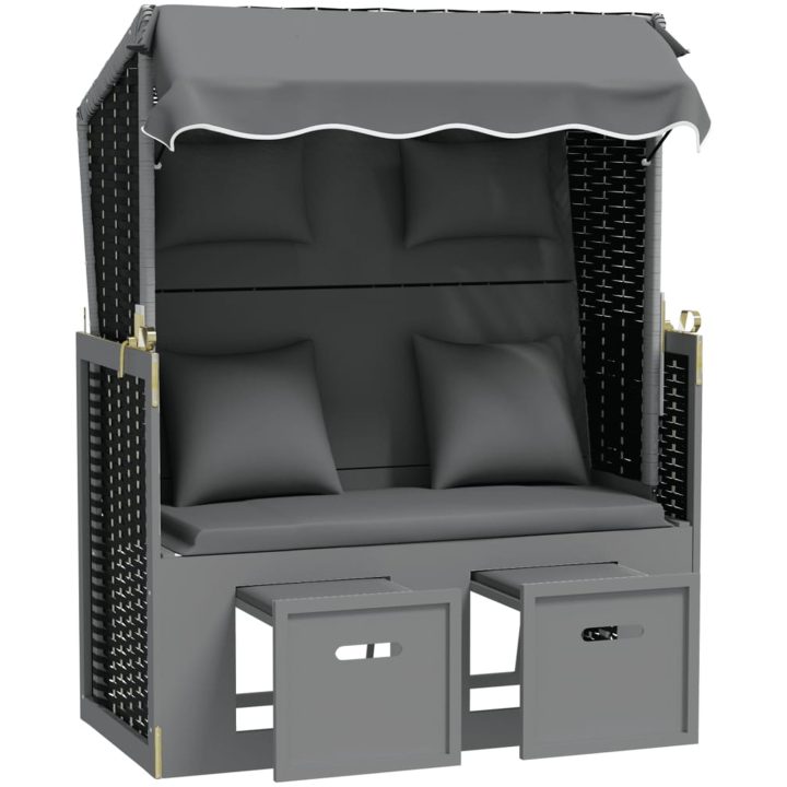 Strandkorg med dyna konstrotting och massivt trä antracit&svart vidaXL – bild 4