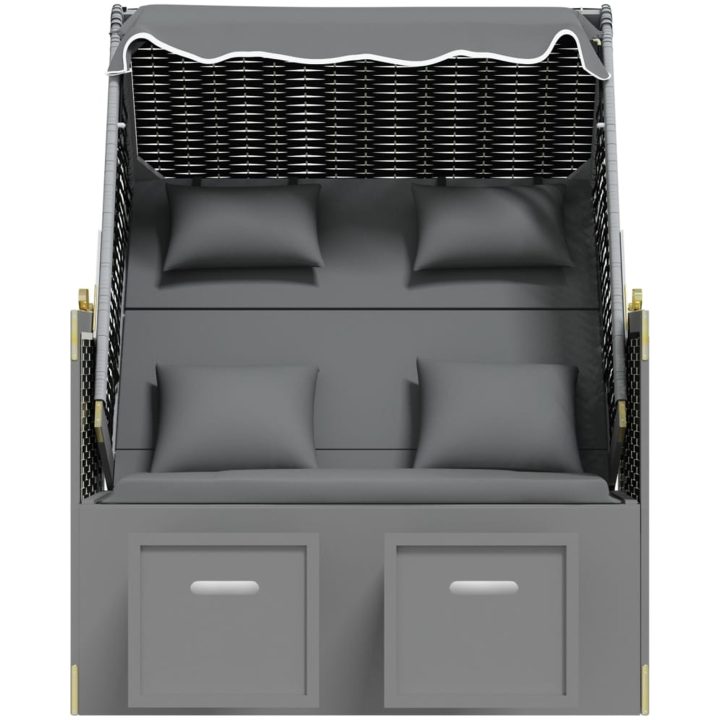Strandkorg med dyna konstrotting och massivt trä antracit&svart vidaXL – bild 6