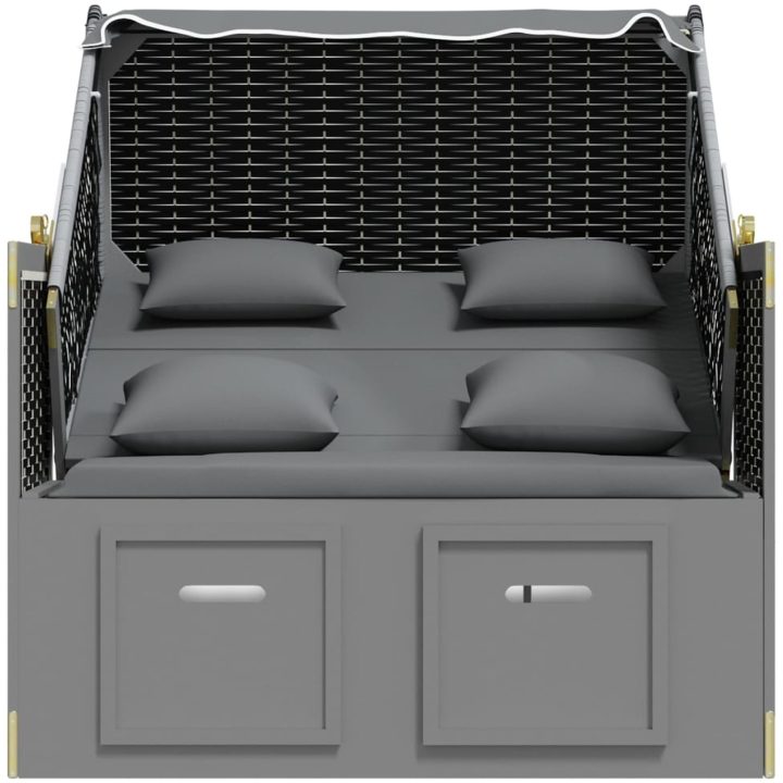 Strandkorg med dyna konstrotting och massivt trä antracit&svart vidaXL – bild 7