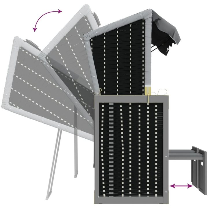 Strandkorg med dyna konstrotting och massivt trä antracit&svart vidaXL – bild 8