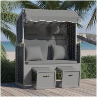 Strandkorg med dyna konstrotting och massivt trä antracit&svart vidaXL