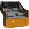 Strandkorg med dyna konstrottning massivt trä svart & antracit vidaXL – miniatyr 3