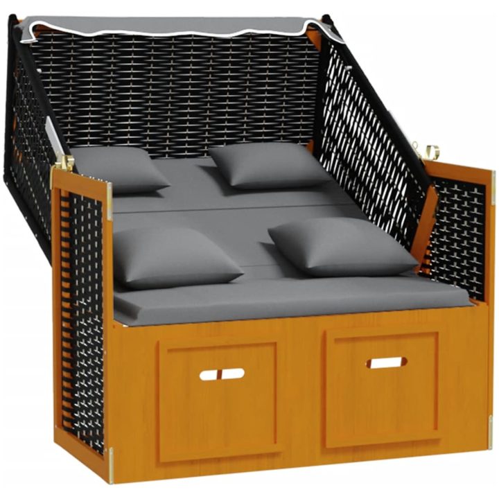 Strandkorg med dyna konstrottning massivt trä svart & antracit vidaXL – bild 3